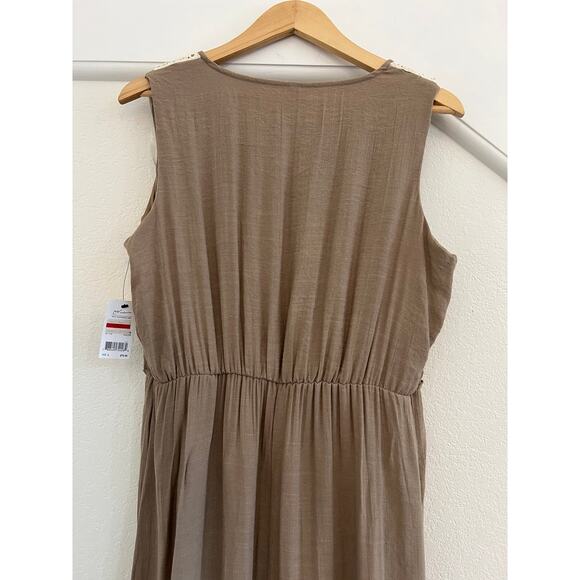 NWT NY Collection Womens Crochet Trim Casual Maxi Dress Large Fairy Casual Boho - Picture 10 of 16